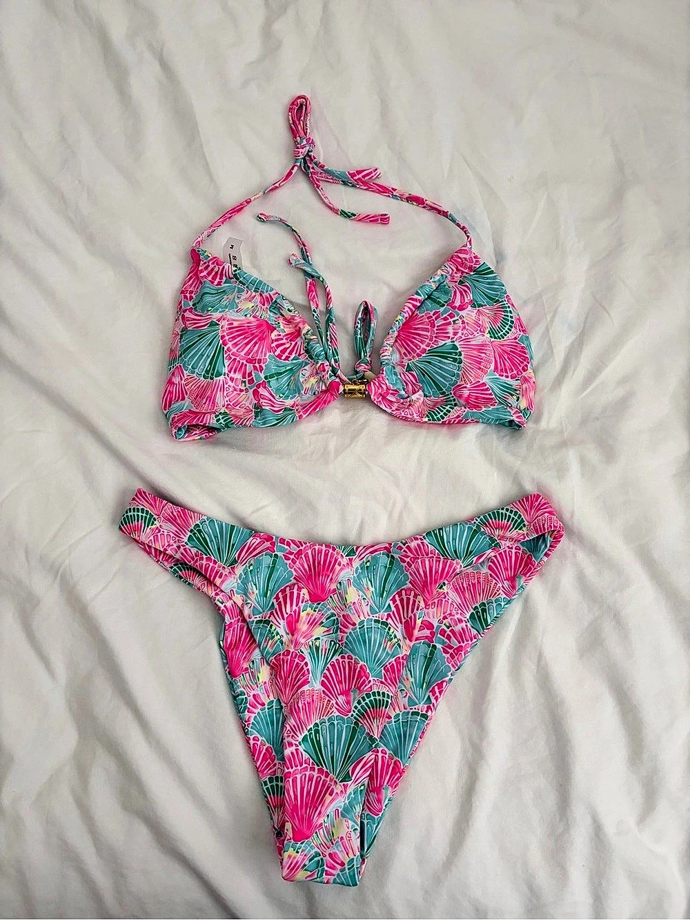 Lilly Pulitzer Printed Bikini Set in Pink & Green. New. Never worn